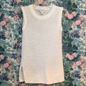 J.Crew Cream Linen Open Knit Sleeveless Sweater Shell Tunic Size XS Petite